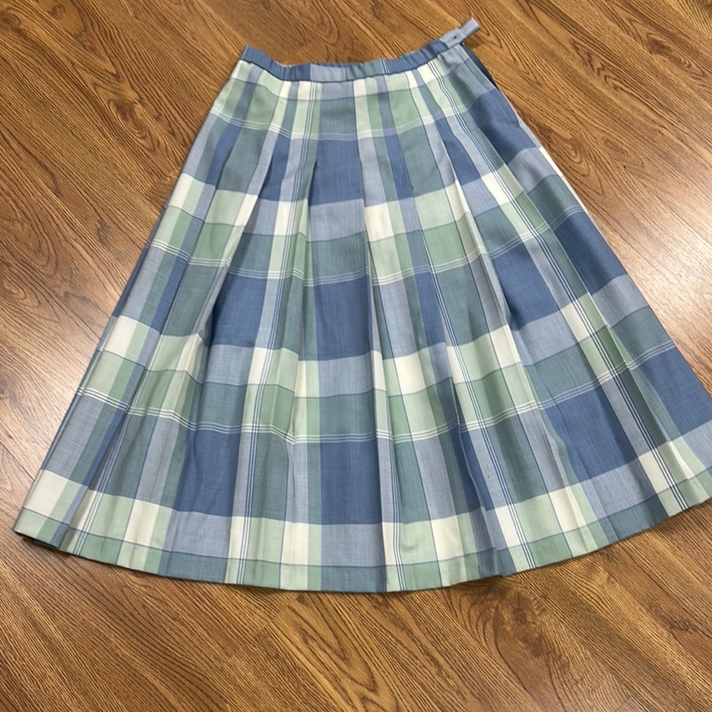 Pendleton pleated Blue and Yellow Midi A-Line Skirt